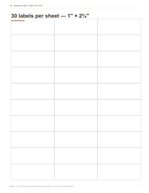 Preview of Printable Address Label Templates